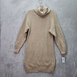 INC International Concepts Womens XS Casual Sweater Dress Turtleneck Sandstone